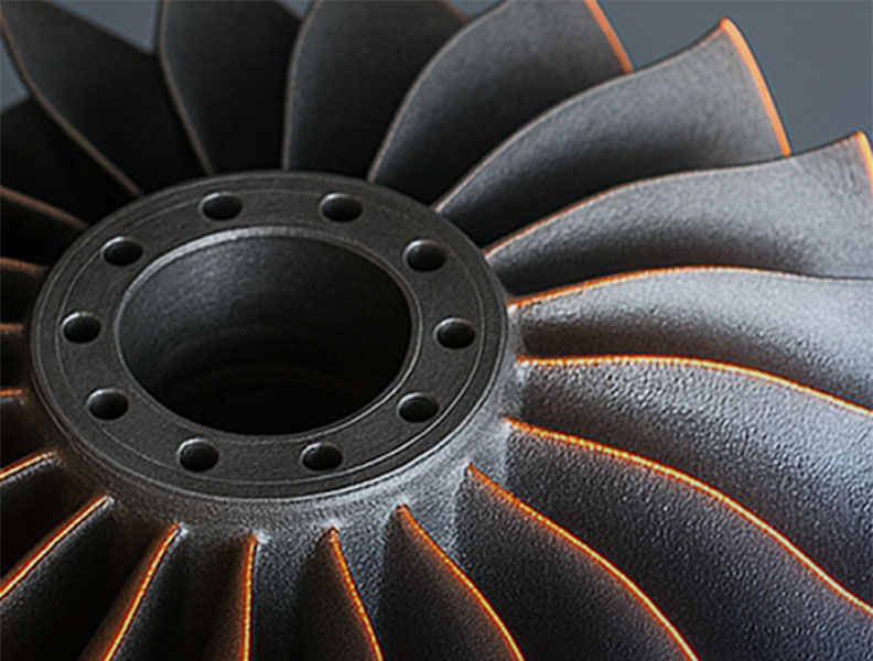 Musterteil des YC52 Beschichtungskopf beim Laserauftragschweißen mit Pulver