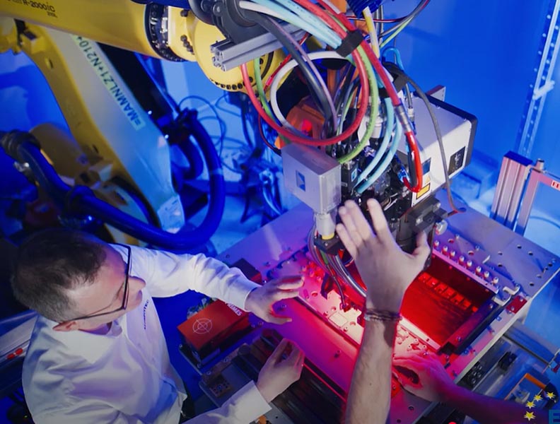 Welding system Laser beam welding of battery cells at Audi